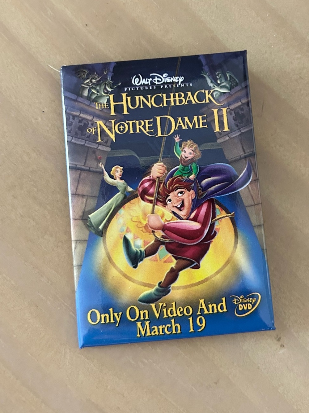 Y2K Disney Hunchback of Notre Dame II Promo Pin Button DVD VHS Collectible